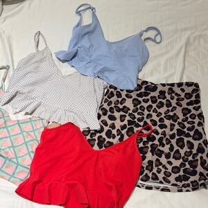 Kortni Jeane Swim Tops and Bottoms - Red, Blue, White, Leopard Print